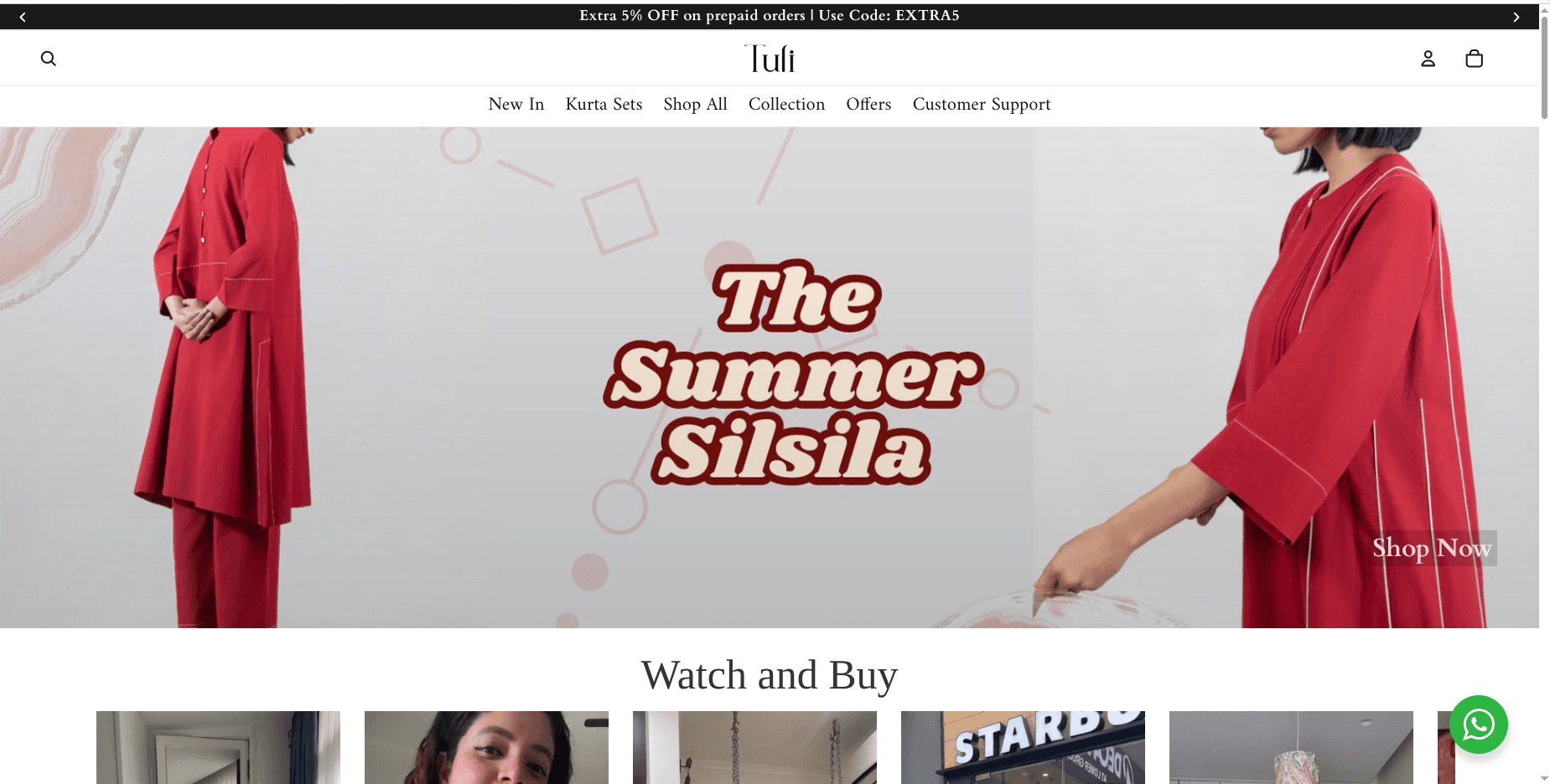 Tuli Clothing website preview
